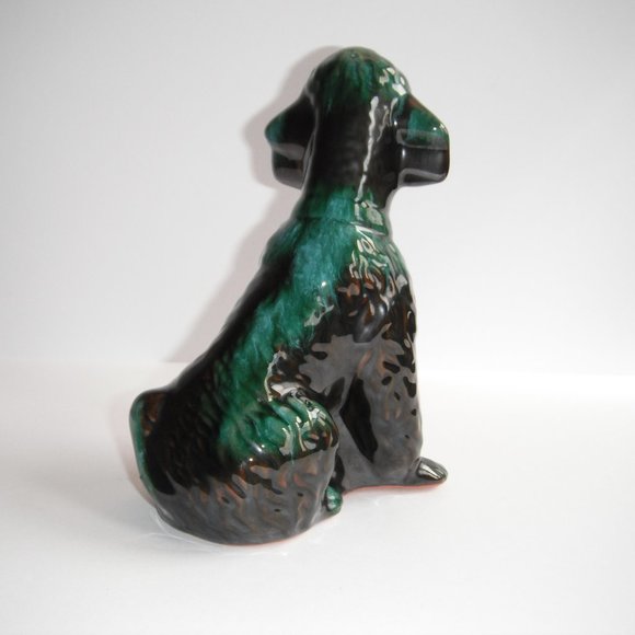 Vintage Blue Mountain Pottery Ceramic Dog Figurine Statue Sculpture Green/Black - Picture 4 of 8